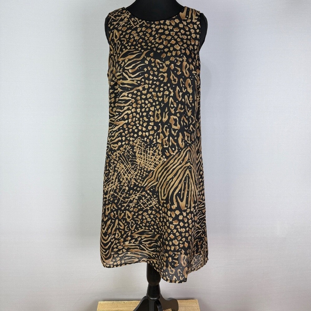 Jaclyn Smith‎ Leopard Animal Print Sleeveless Midi Dress Women's Size 8